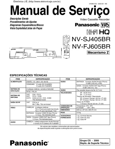 Panasonic NV-SJ405BR, NV-FJ605BR