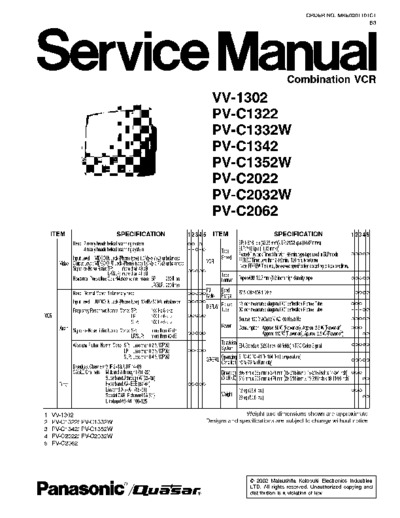 Panasonic PV-C1322, PV-C1342 TV-VCR