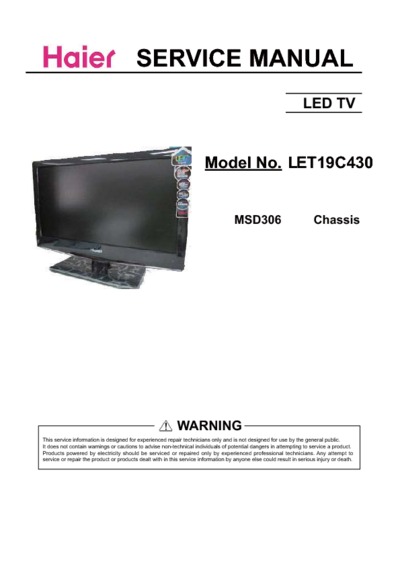 Haier LET19C430 chassis MSD306