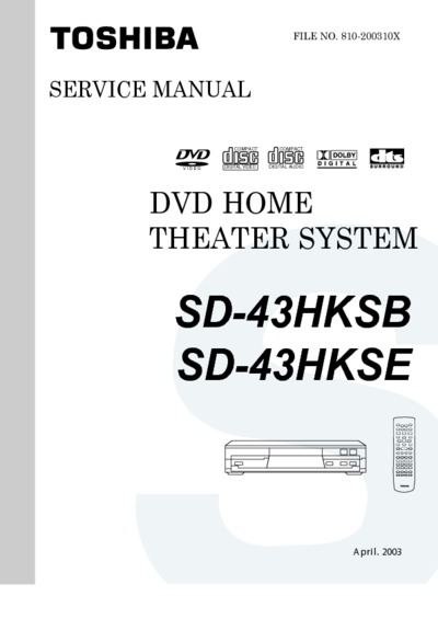 Toshiba SD-43HKSB, SD-43HKSE DVD