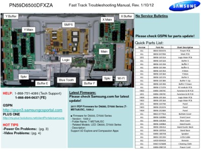 Samsung PN59D6500DFXZA Fast Track Guide