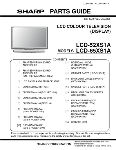 Sharp LCD-52XS1A, LCD-65XS1A