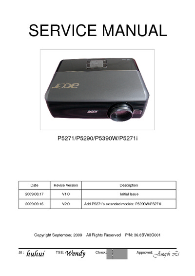 Acer P5271, P5290, P5390W, P5271i