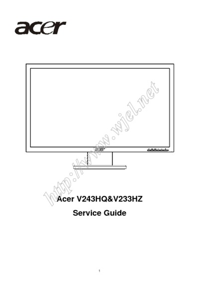 Acer V243HQ&V233HZ LCD Monitor, service guide