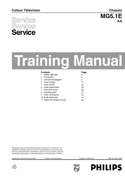 Philips TV chassis MG5.1E AA Training Manual