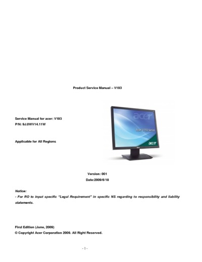 Acer SG V193 BOOK  20090703 monitor