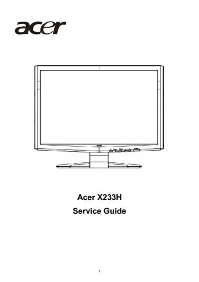 Acer X233H LCD Monitor Service Guide