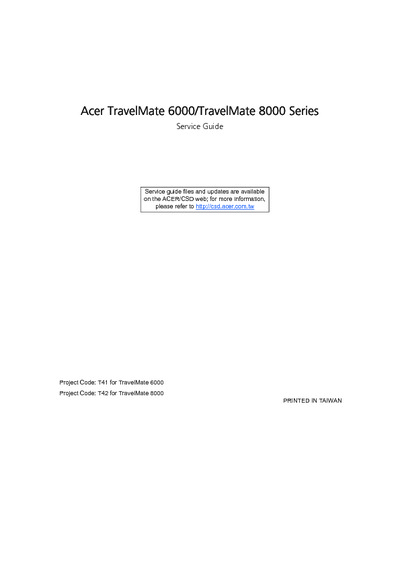 Acer TM6000 8000  series service guide