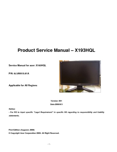 Acer SG X183HL X193HQL 20090904 monitor