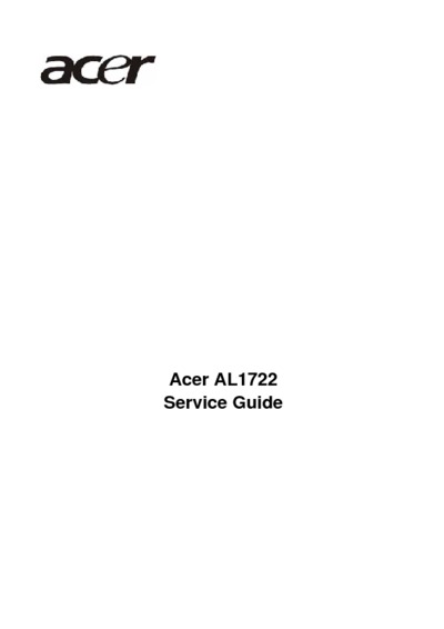 Acer AL1722 LCD Monitor Service ManuAcer AL