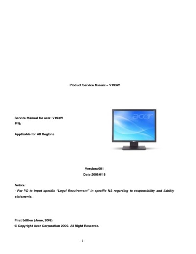 Acer SG V193W BOOK  20090703 monitor