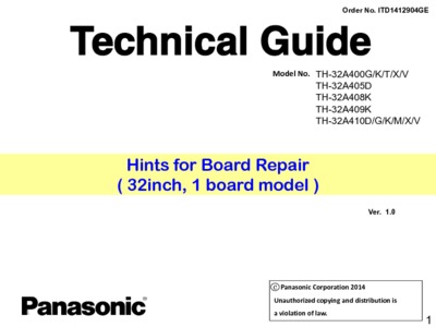 Panasonic Technical Guide TV Board Repair 2014
