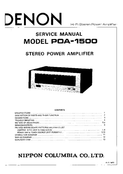 Denon POA 1500 Service Manual