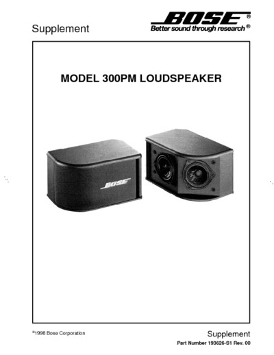 BOSE 300 PM SERVICE MANUAL SUPPLEMENT, DETAILS CROSSOVER CHANGE-S1