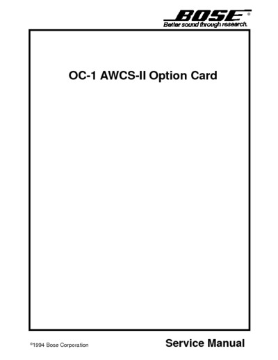 BOSE ACOUSTIC BOSE WAVE CANNON SUPPLEMENT OPTION CARD