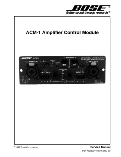 BOSE ACM-1 AMPLIFIER CONTROL MODULE SERVICE MANUAL