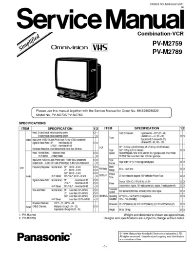 Panasonic PV-M2759, PV-M2789