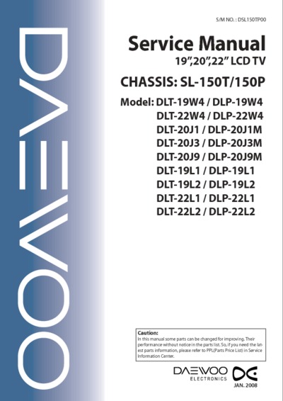 DAEWOO DLT22W4 Chassis SL-150P