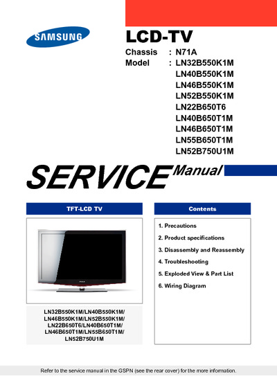 Samsung LN40B550K1M Chassis N71A