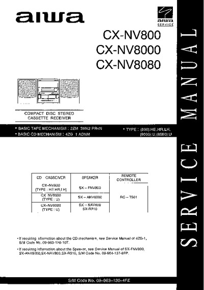 AIWA CX-NV800, CX-NV8000, CX-NV8080