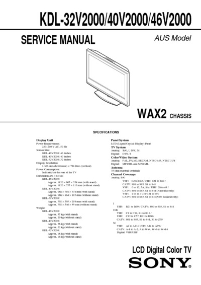 Sony KLV-32V2000 Chassis WAX2