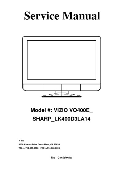Vizio VO400E SharpLCD LK400D3LA14