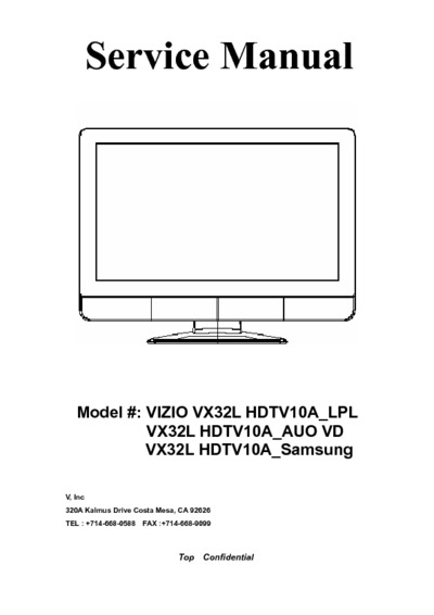 Vizio VX32LHDTV10A LPL AUO Samsung LCD 
