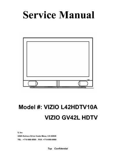 Vizio GV42L HDTV SERVICE
