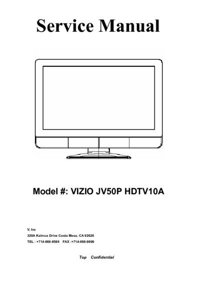 Vizio JV50P HDTV10A