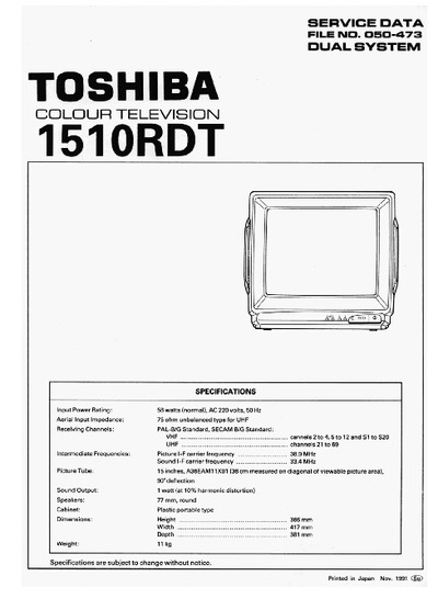 Toshiba TV 1510RDT