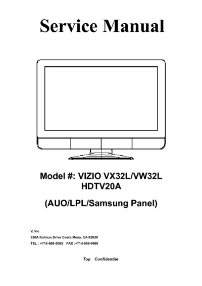 Vizio VX32LHDTV20A AUOLCD LPLLCD Samsung LCD