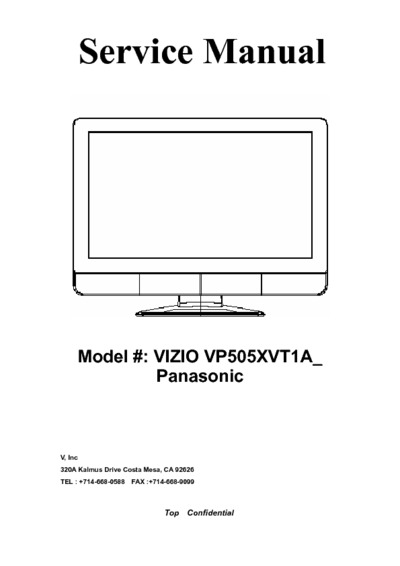 Vizio VP505XVT1A Panasonic PDP