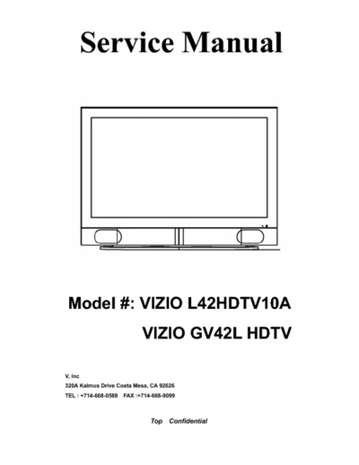 Vizio GV42L-HDTV Service Manual