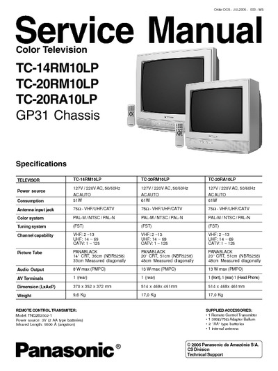 Panasonic TC-14RM10LP, TC-20RM10LP, TC-14RA10LP