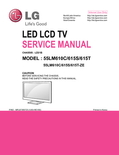 LG 55LM610C,  55LM615S, 55LM615T Chassis LD21B