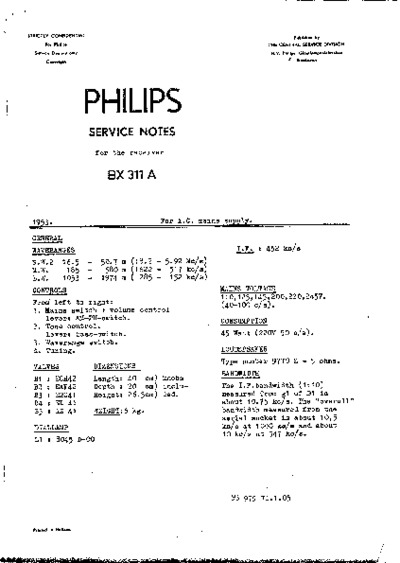 PHILIPS BX311-A Service Manual