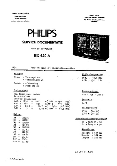 PHILIPS BX640-A Service Manual