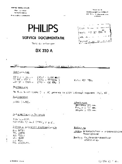 PHILIPS BX330-A Service Manual