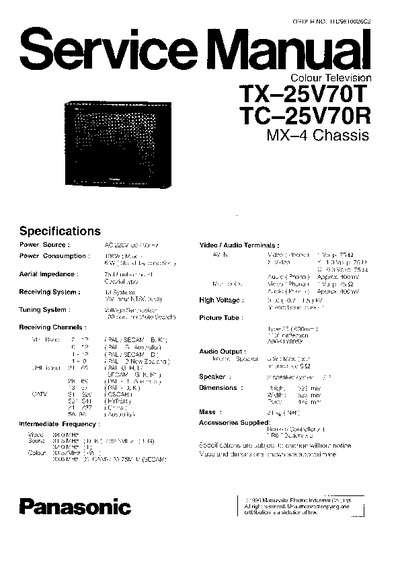 Panasonic TV TC-TX 25V70 T/R
