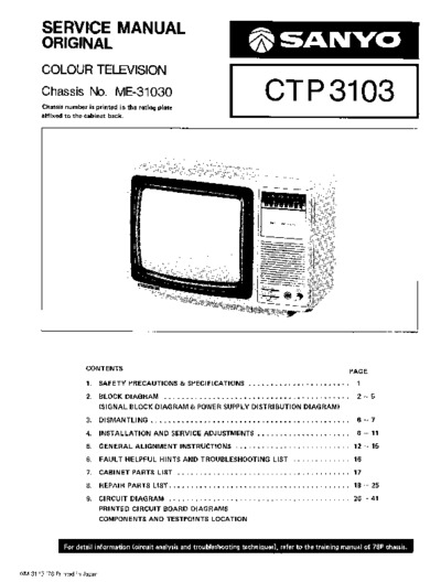 SANYO CTP3103, Service Manual, Repair Schematics