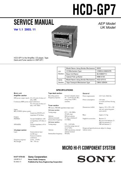 Sony HCD-GP7, CMT-GP7