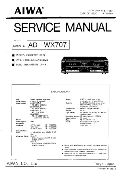 Aiwa AD-WX707 Service