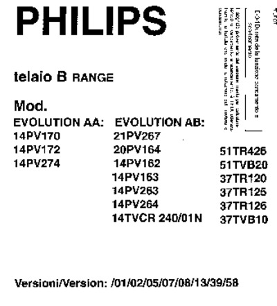 Philips TV + VCR 14pv170 14pv172 14pv274 21pv267 20pv164 14pv162 14pv