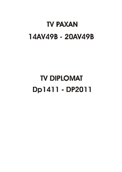 PAXAN TV 14AV49B, 20AV49B Diplomat DP1411, DP2011
