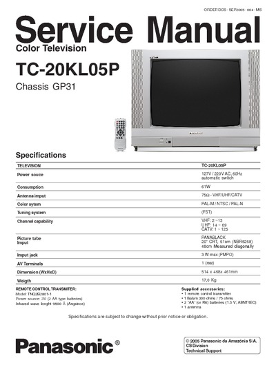 Panasonic TC-20KL05P, Chassis GP31