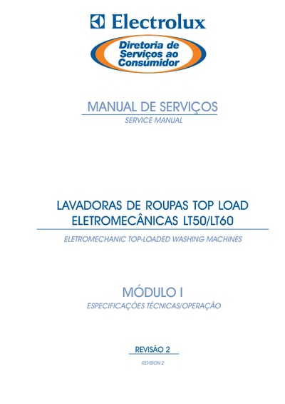 Manual Lavadoras Electrolux TOP LOAD eletromecânicas LT50, LT60