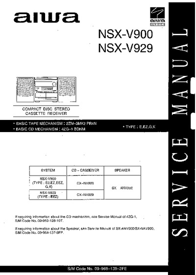 AIWA NSX-V900, NSX-V929