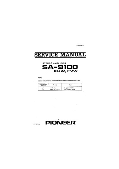 PIONEER SA-9100 Schematic