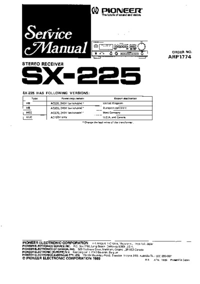 PIONEER SX-225