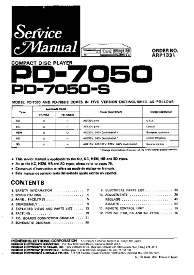 PIONEER PD-7050S